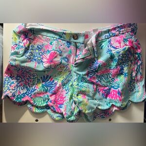 Lilly Pulitzer Aqua Print Buttercup Shorts